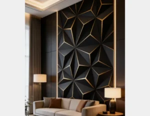 Absztrakt Black Enterior, modern 3d falpanel